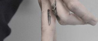 Tattoo of a knife on your finger