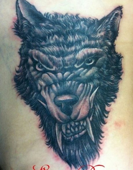 Wolfface werewolf tattoo