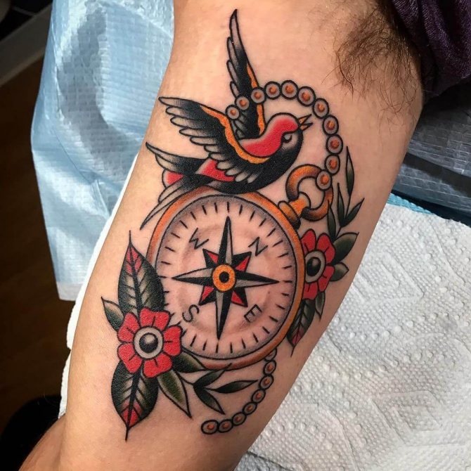 tattoo old skool compass