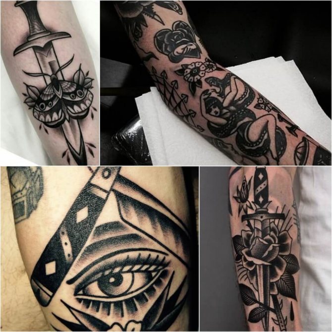 Oldskool Tattoo - Oldskool Tattoo - Oldskool Style Tattoo - Black and White Oldskool Tattoo