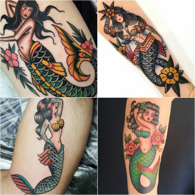 Oldskool Tattoo - Oldskool Tattoo - Oldskool Style Tattoo - Oldskool Mermaid Tattoo