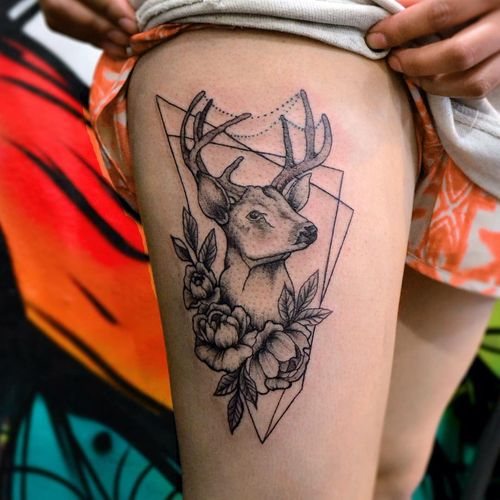 Tattoo deer. Photo, what it means, sketches for girls, men on the arm, leg, thigh