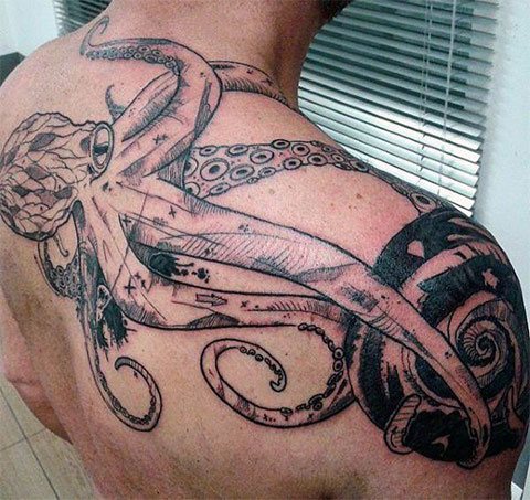 Octopus Tattoo on Scapula