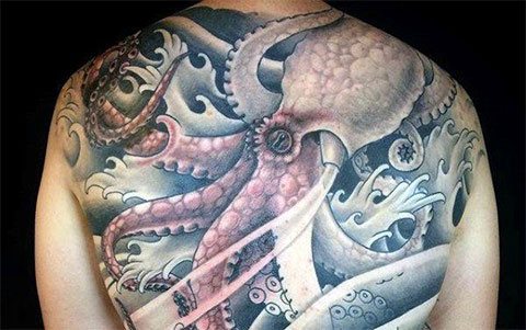 Full back octopus tattoo - photo
