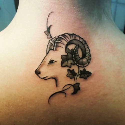 Tattoo of Aries for girls. Sketches, photos, meaning on the arm, neck, leg, collarbone, back, abdomen