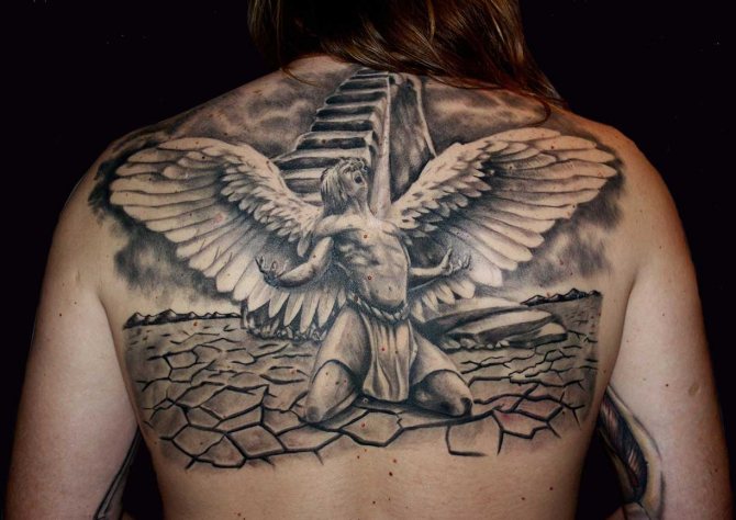 Tattoo of a fallen angel