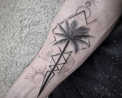 Tattoo of a palm on your leg, arm, finger, calf. Meaning, designs for girls