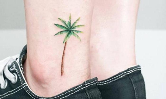 Tattoo palm tree on his leg meaning