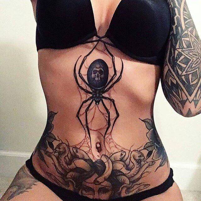 Tattoo of a spider on a woman's body