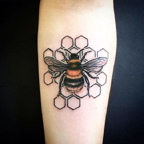 Tattoo bee and honeycomb