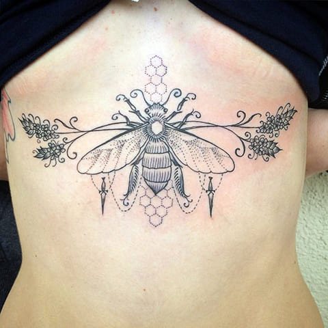 Tattoo a bee under your chest