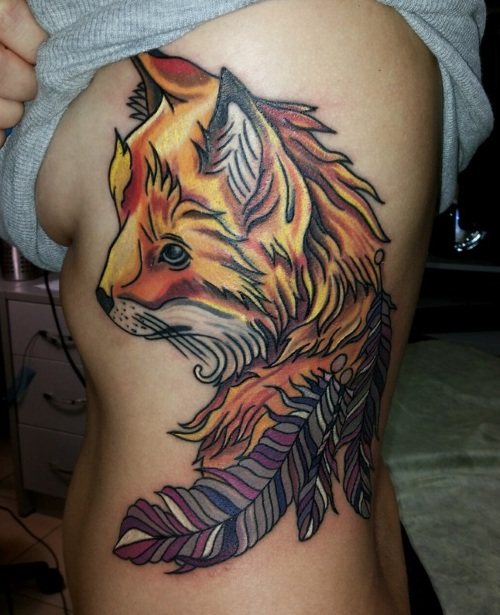 Tattoo feather - significato in ragazza con parola, uccelli, pavone su gamba, braccio, polso, stomaco, collo, schiena, clavicola, sul lato