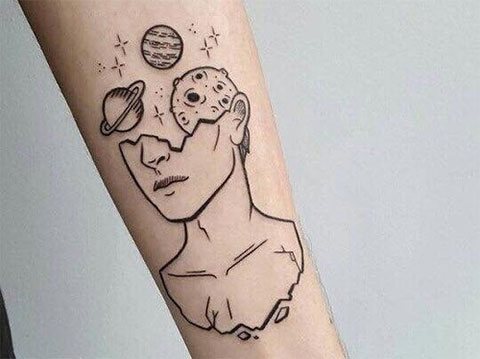 Tattoo planets on the arm