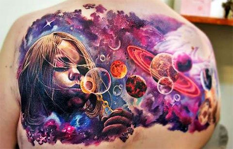 Tattoo planet on back