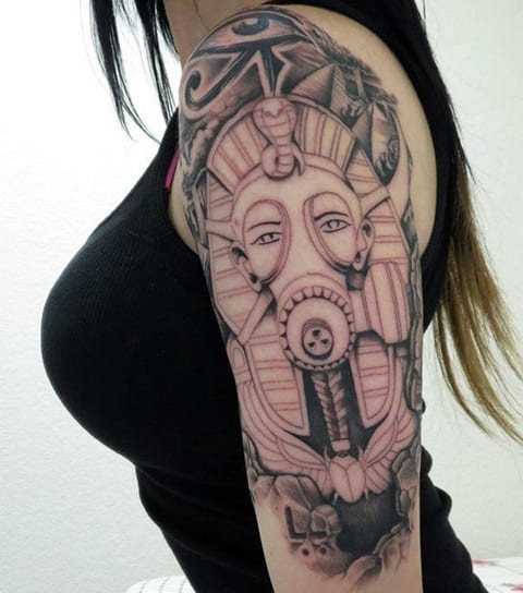 Tattoo gas mask in a girl