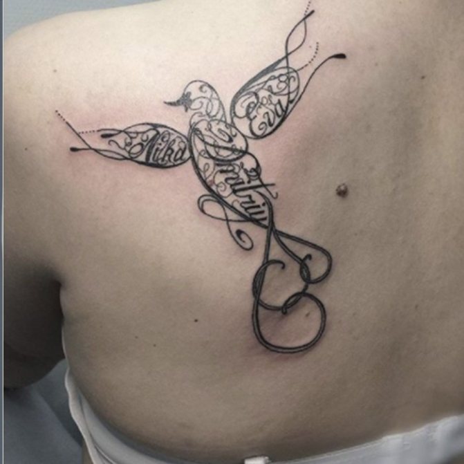 tattoo of a bird in graphics chrome flying