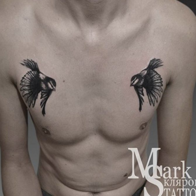 tattoo of a bird on a swallow's chest