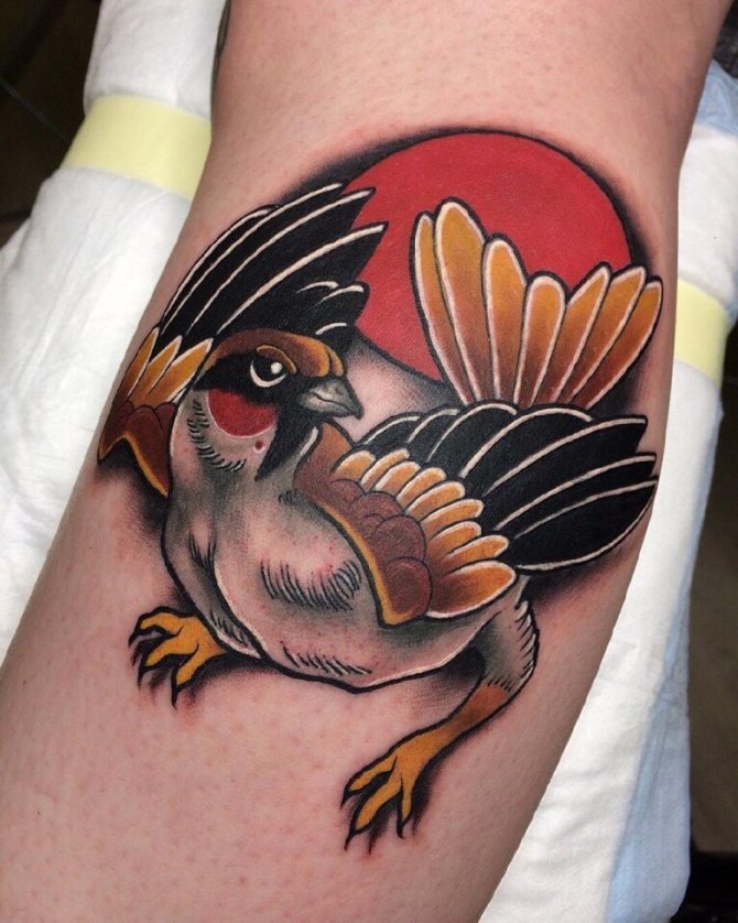 Tattoo of a sparrow bird