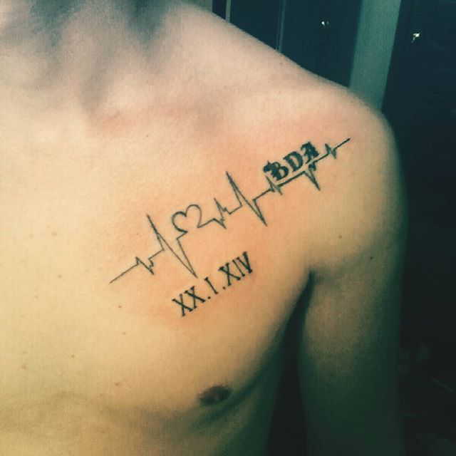 Pulse tattoo on chest