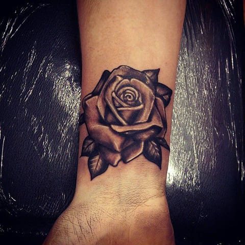 Tattoo a rose on the wrist
