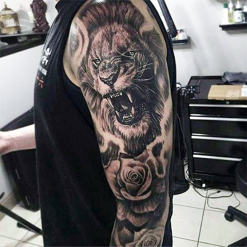 Tattoo arm for men - a lion