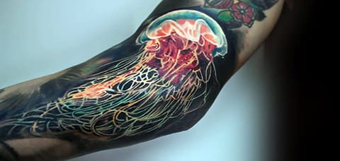 Tattoo sleeve with a jellyfish