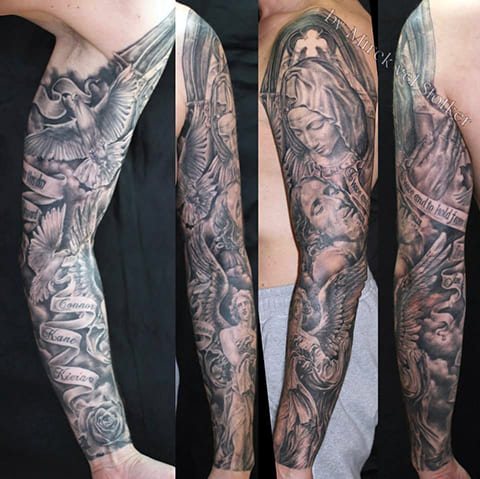 Tattoo sleeve with clouds - photo