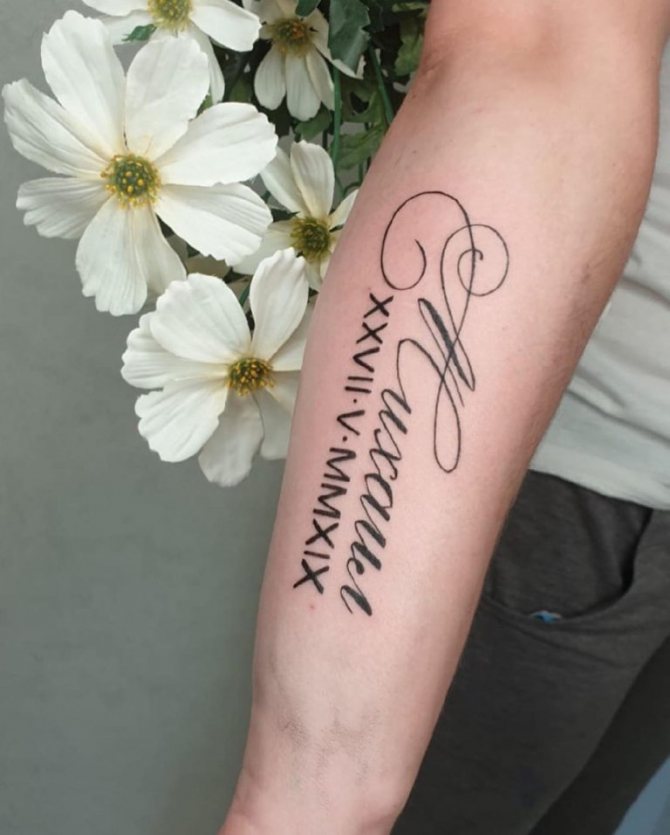 Tattoo with the name of a loved one