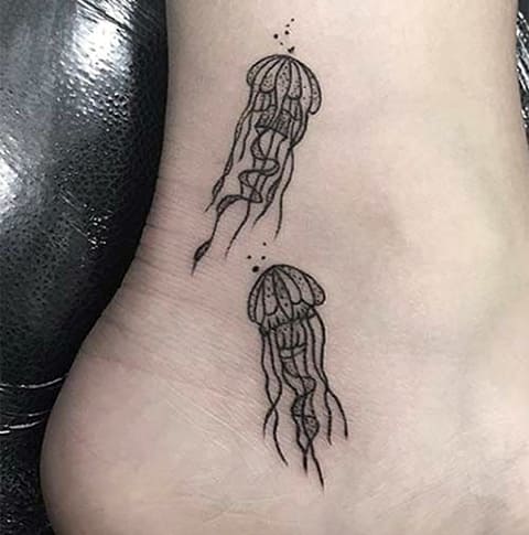 Jellyfish tattoo on ankle