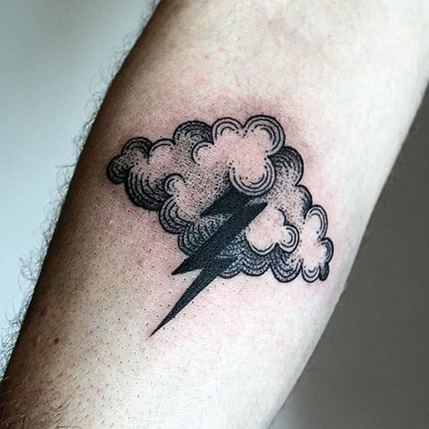 Tattoo with lightning and a cloud on your arm