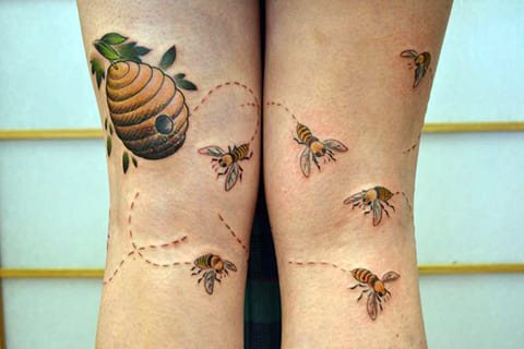 Tattoo bee and beehive