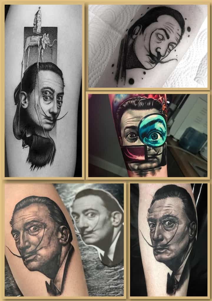 Tattoo with the portrait of Salvador Dali.