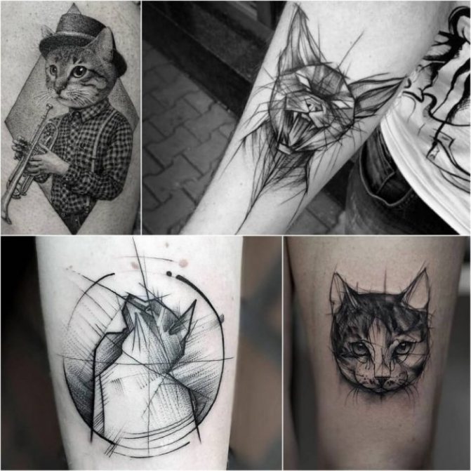 Animal tattoo - Tatu-kot-Tatu-kot-geometriya-Tatuirovka-koshka-geometriya tattoo with animals - Tatu-kot-Tatu-kot-geometriya-Tatuirovka-koshka-geometriya