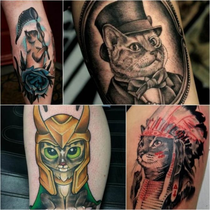 Tattoo with animals - Tatu-kot-Tatu-kot-geometriya-Tatuirovka-koshka-geometriya