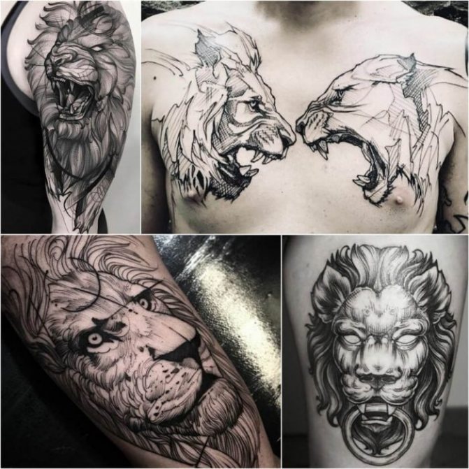 Animal tattoos - lion tattoo - tattoos with wild animals - lion tattoo