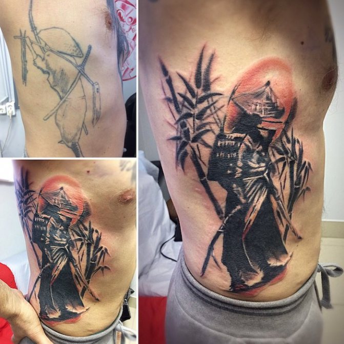 tattoo samurai overlay cover