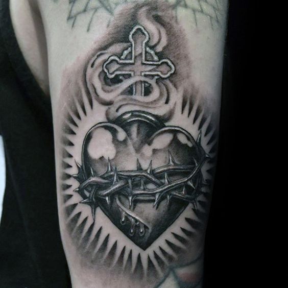 cross heart tattoo