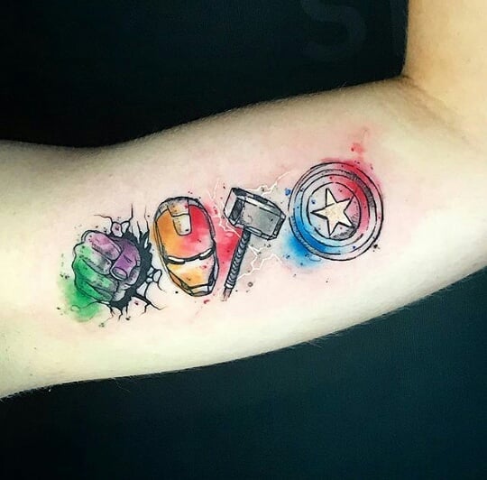 Avengers Characters Tattoo on Arm