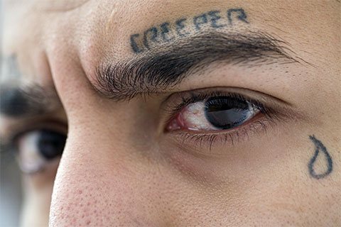 Tattoo of a teardrop under the eye