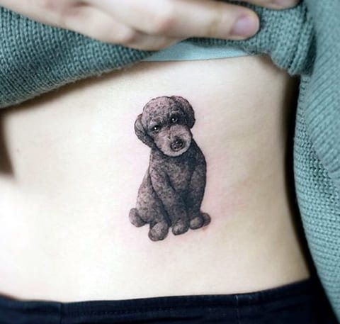 Tattoo a dog on a girl's side