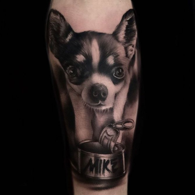 dog tattoo on hand