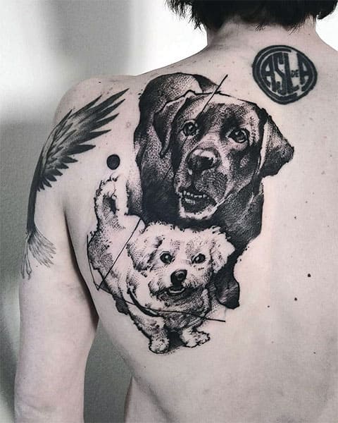 Tattoo a dog on his back