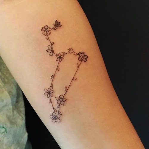 Tattoo Constellation of Leo. Photo, meaning, sketches for girls