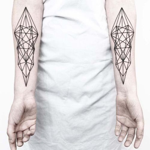 Tattoo in linework style for girls, men. Sketches, photos on forearm, hand, hip