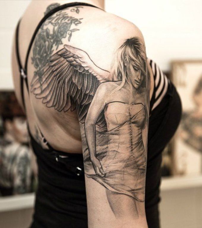 Tattoo in the shape of Angel Girl