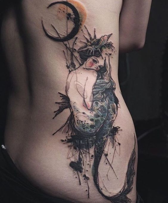 Tattoo in the form of a mermaid