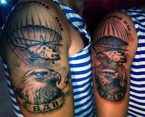 Airborne troops tattoo on the shoulder