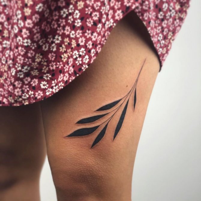 tattoo of a sprig with leaves