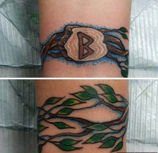 Tattoo around the biceps male, female. Photo: in the Slavic style, the Scythian pattern, Celtic knots