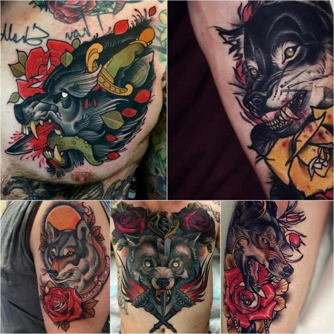 Tatuaj lup - Subtilitatea tatuajului lup - Tatuaj lup și trandafir